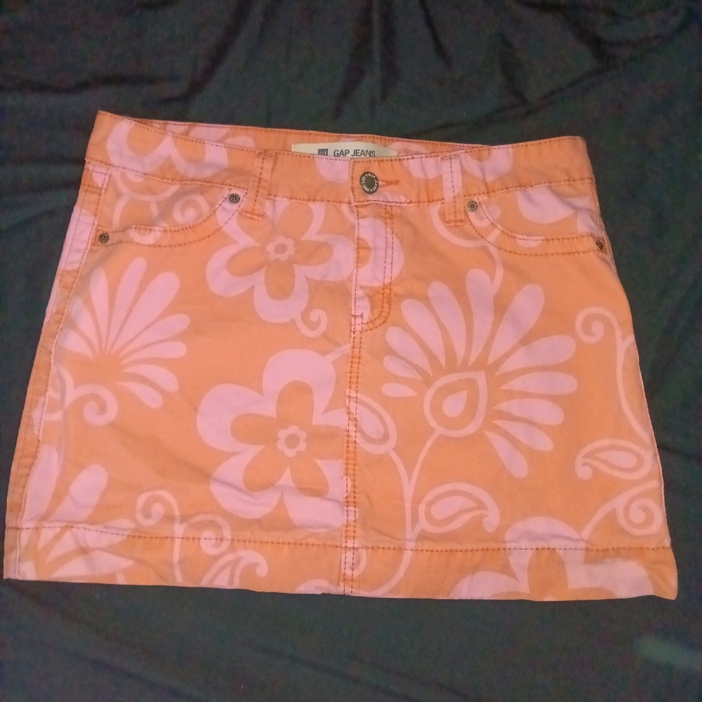 Orange & Pink Floral Skirt